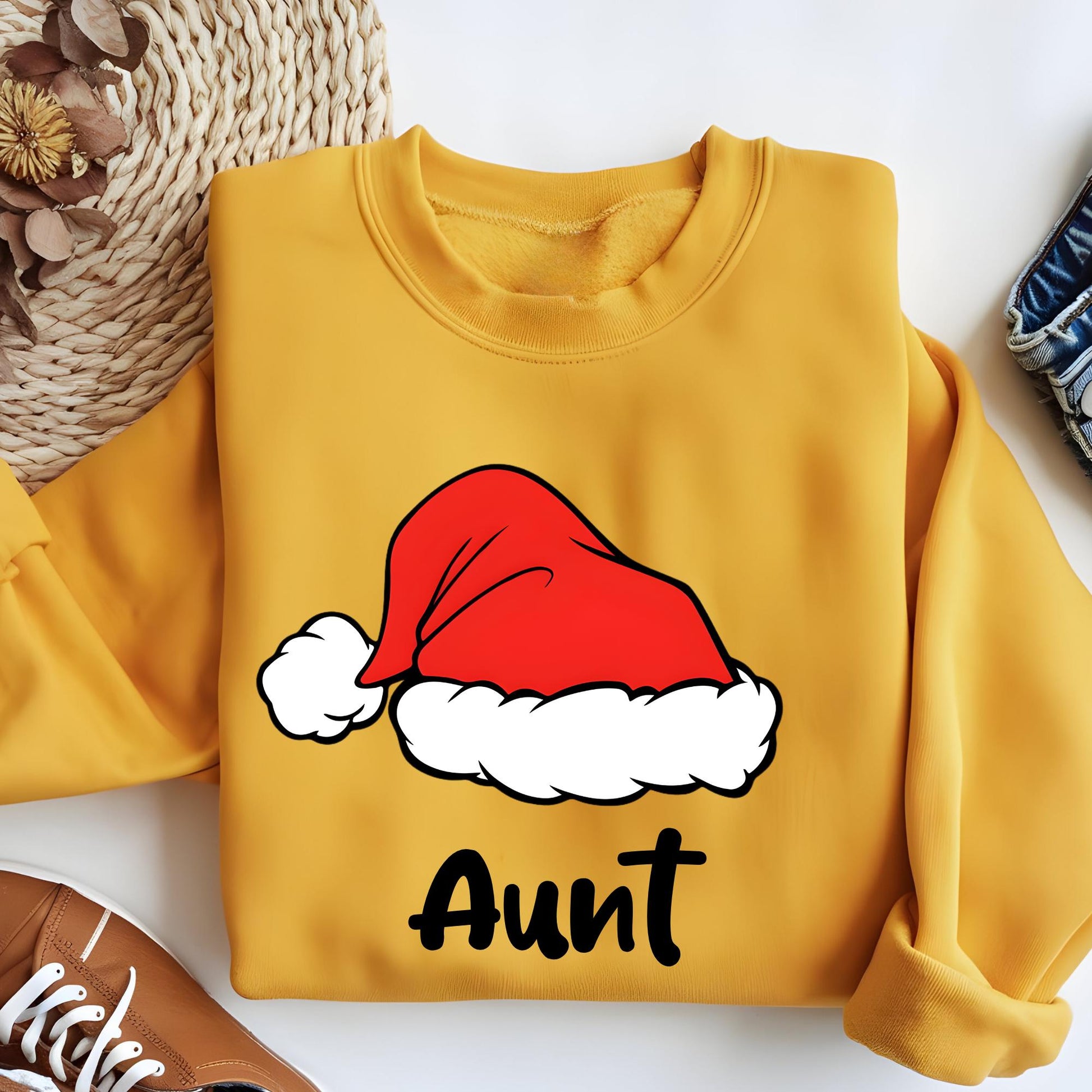 Personalized Santa Hat Sweatshirt, Custom Family Matching Hoodie, Christmas Gift