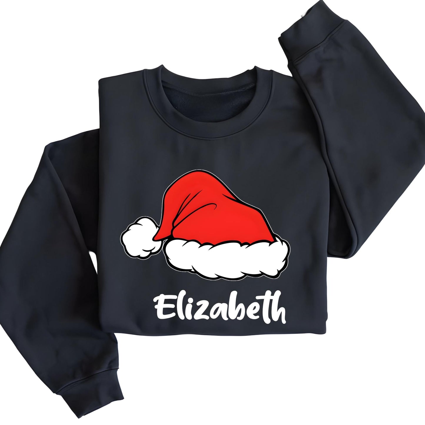 Personalized Santa Hat Sweatshirt, Custom Family Matching Hoodie, Christmas Gift