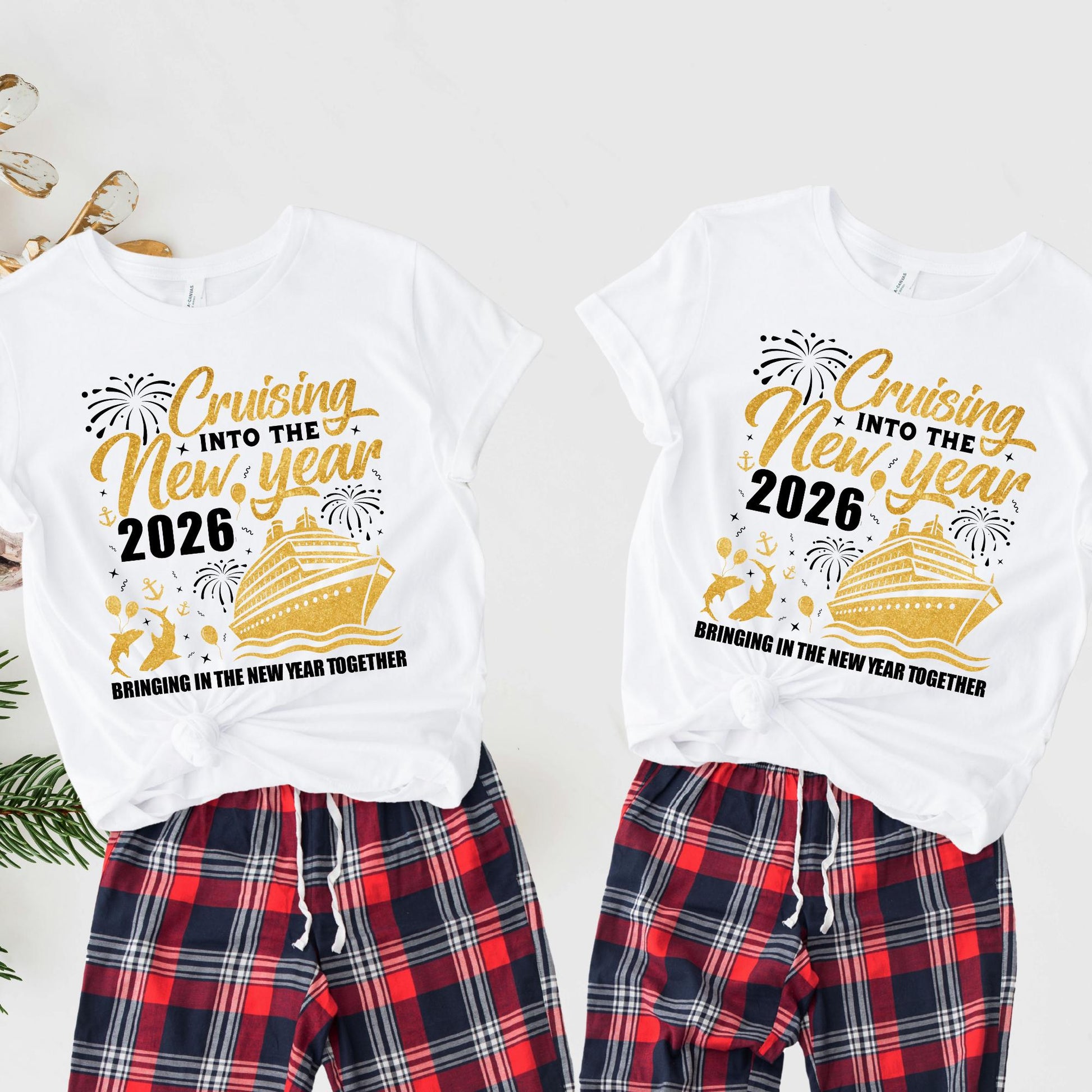 Cruise Into New Year 2026 Shirt, Bringing Together: Matching Christmas Tee