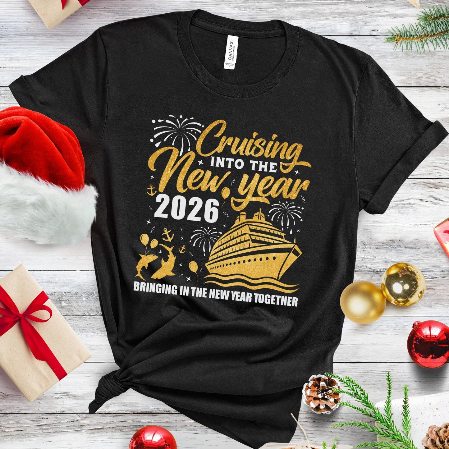 Cruise Into New Year 2026 Shirt, Bringing Together: Matching Christmas Tee
