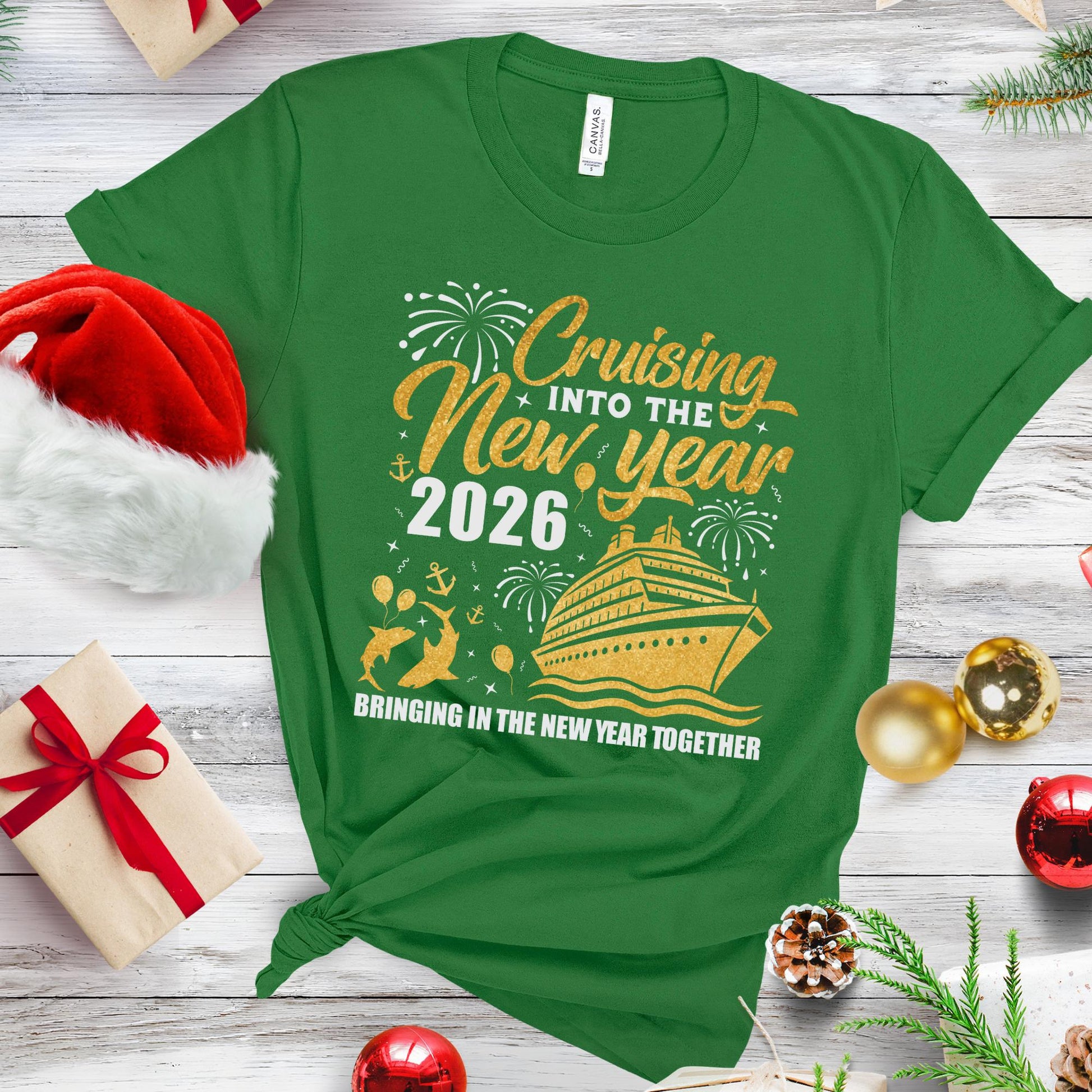 Cruise Into New Year 2026 Shirt, Bringing Together: Matching Christmas Tee