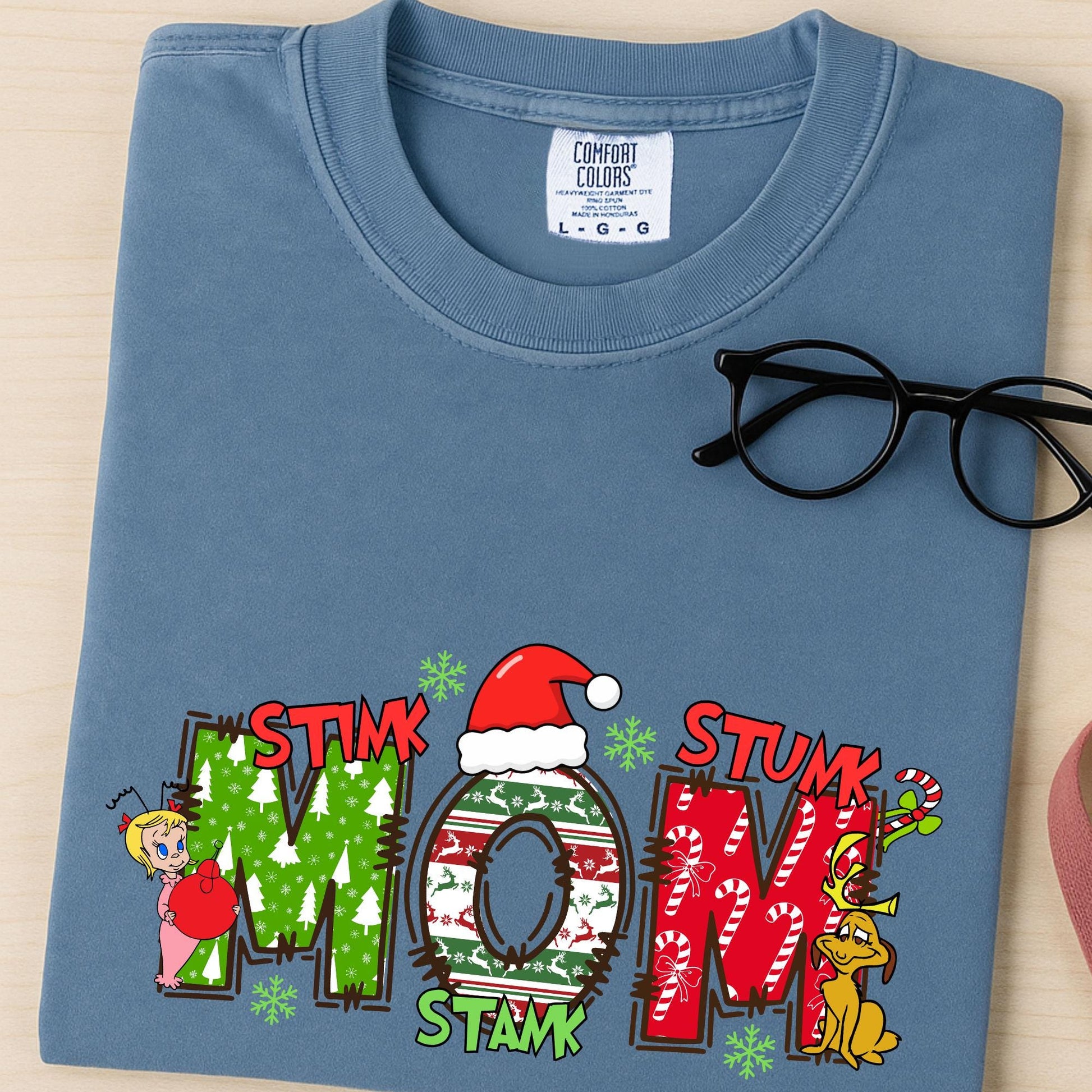 Comfort Colors® Custom 2 Sides Shirt, Christmas Grandma Tee, Mama Tee, Grandkids Names T-shirt