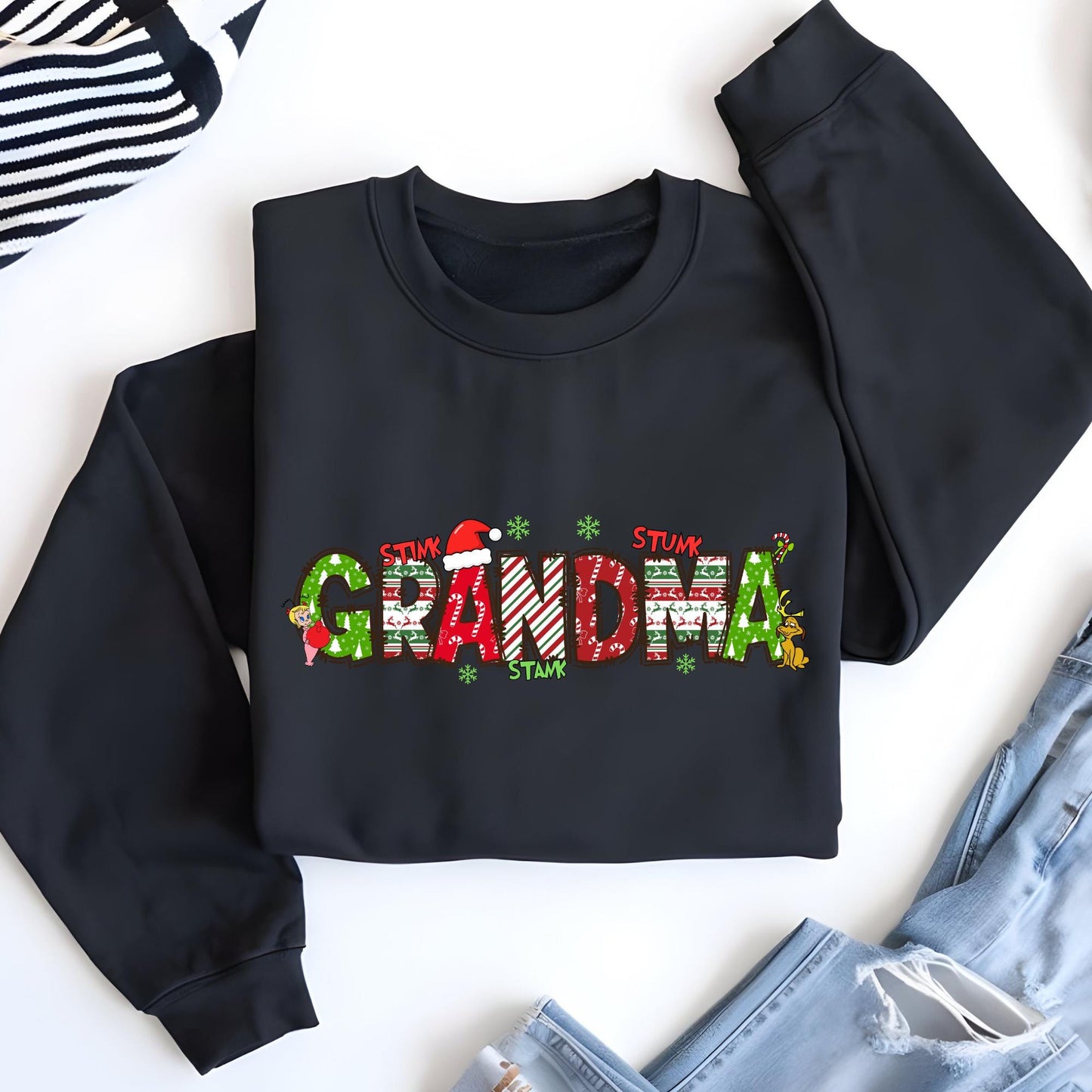 Custom  Grandma Kid Name Sweatshirt Christmas Nana Hoodie Xmas Family Sweat
