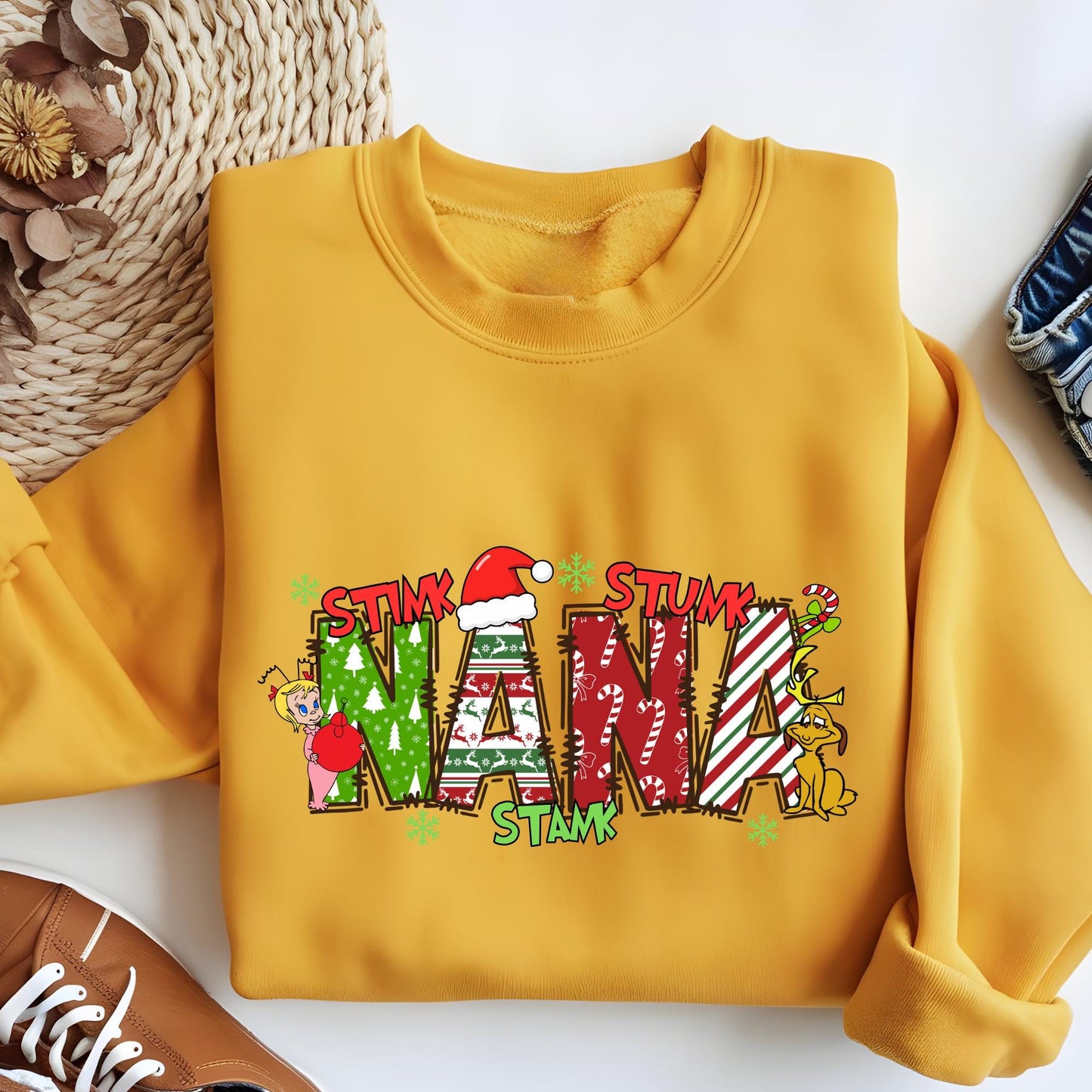 Custom  Grandma Kid Name Sweatshirt Christmas Nana Hoodie Xmas Family Sweat