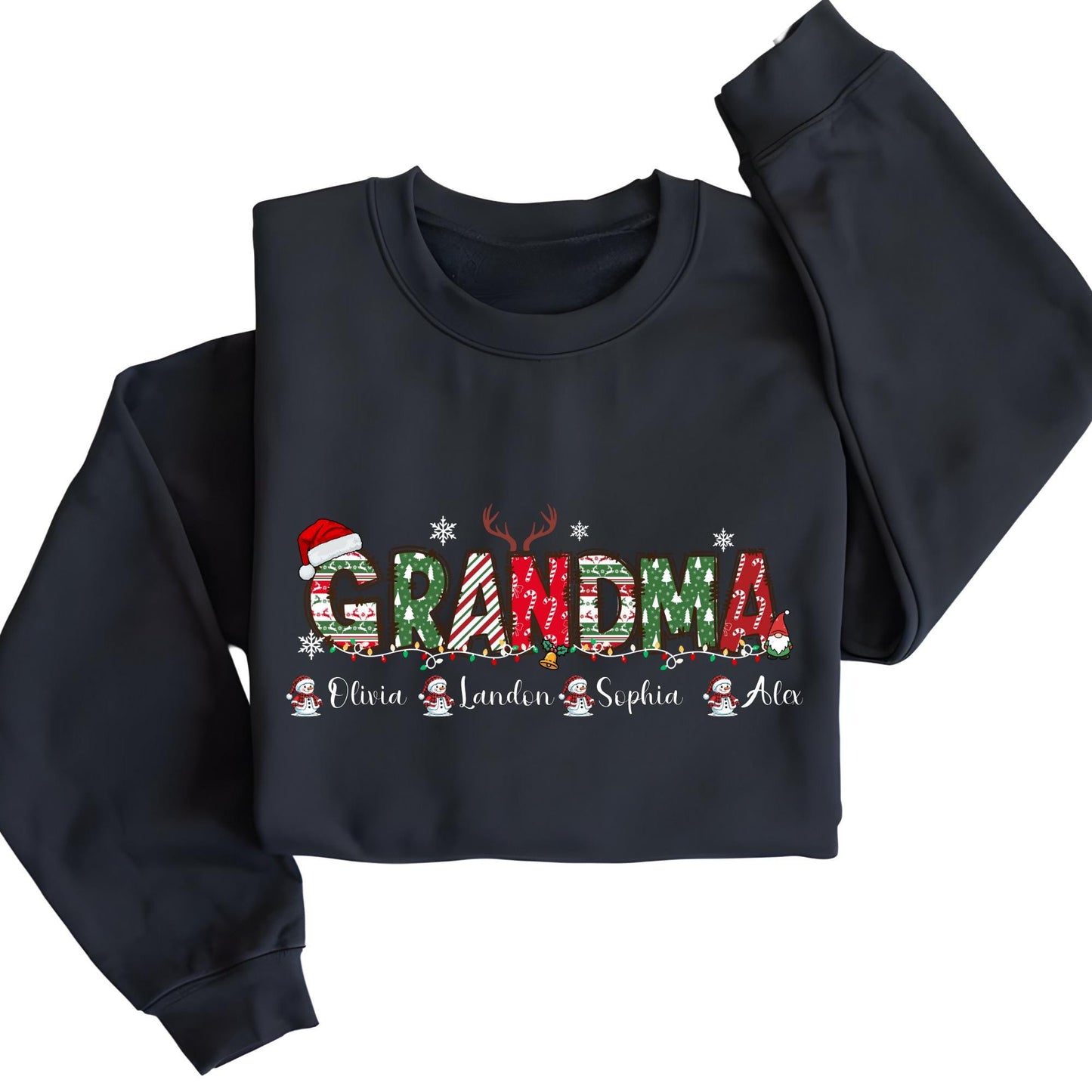 Custom Christmas Sweater, Grandma Sweatshirt, Personalized Grandkids Name Sweat, Grandpa Hoodie