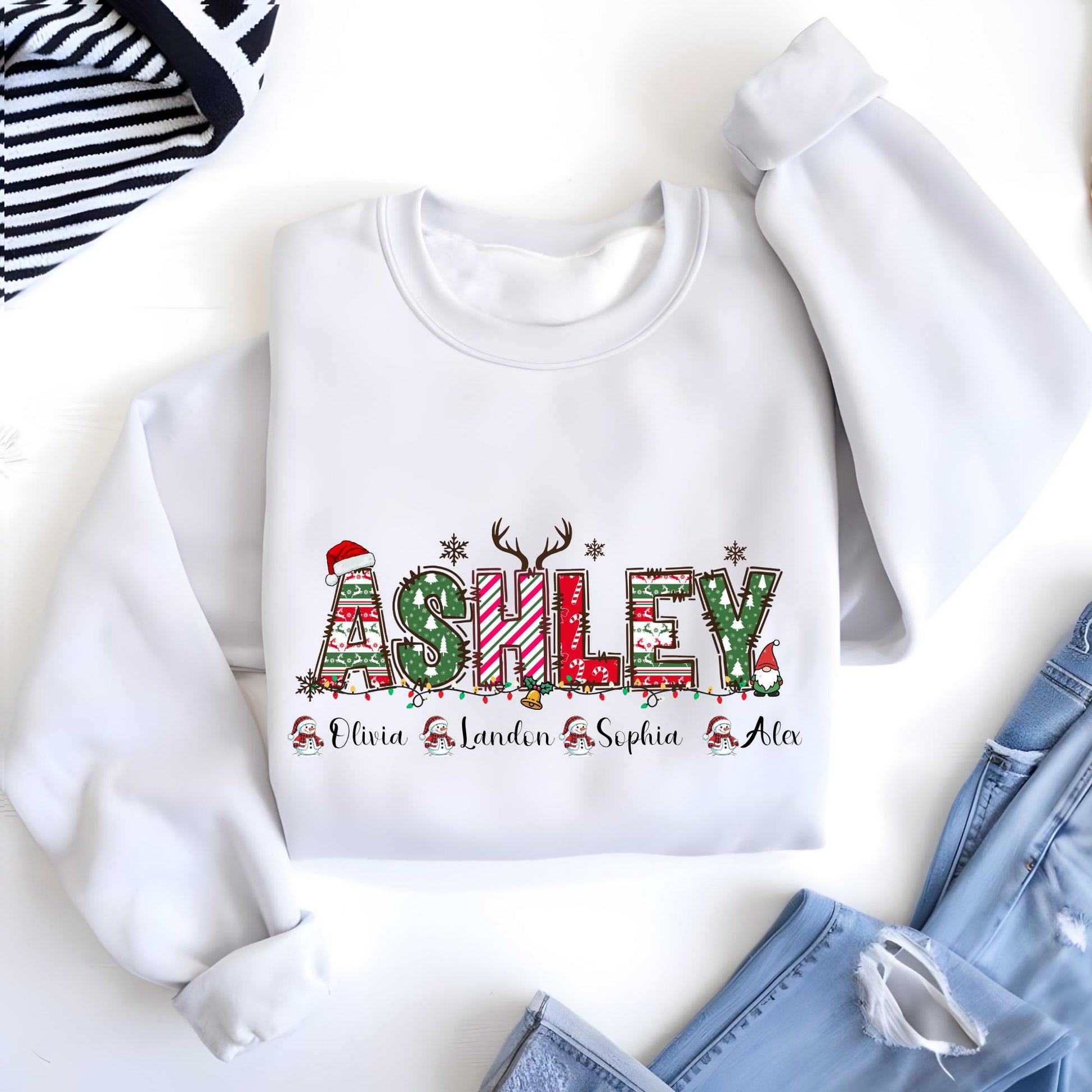 Custom Christmas Sweater, Grandma Sweatshirt, Personalized Grandkids Name Sweat, Grandpa Hoodie
