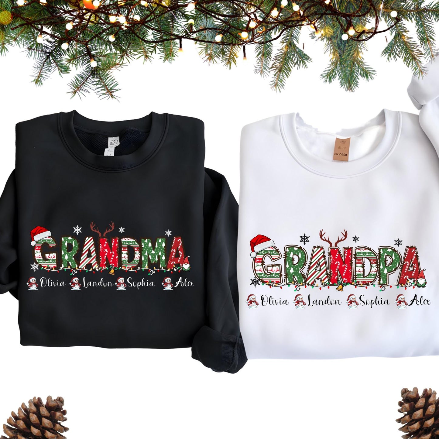 Custom Christmas Sweater, Grandma Sweatshirt, Personalized Grandkids Name Sweat, Grandpa Hoodie