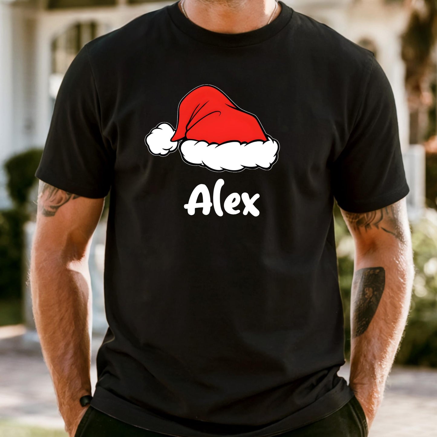 Comfort Colors® Santa Hat Shirt, Custom Christmas T-shirt, Family Matching Tee Xmas Gifts