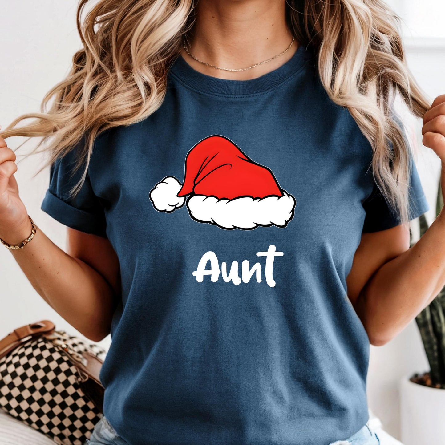 Comfort Colors® Santa Hat Shirt, Custom Christmas T-shirt, Family Matching Tee Xmas Gifts