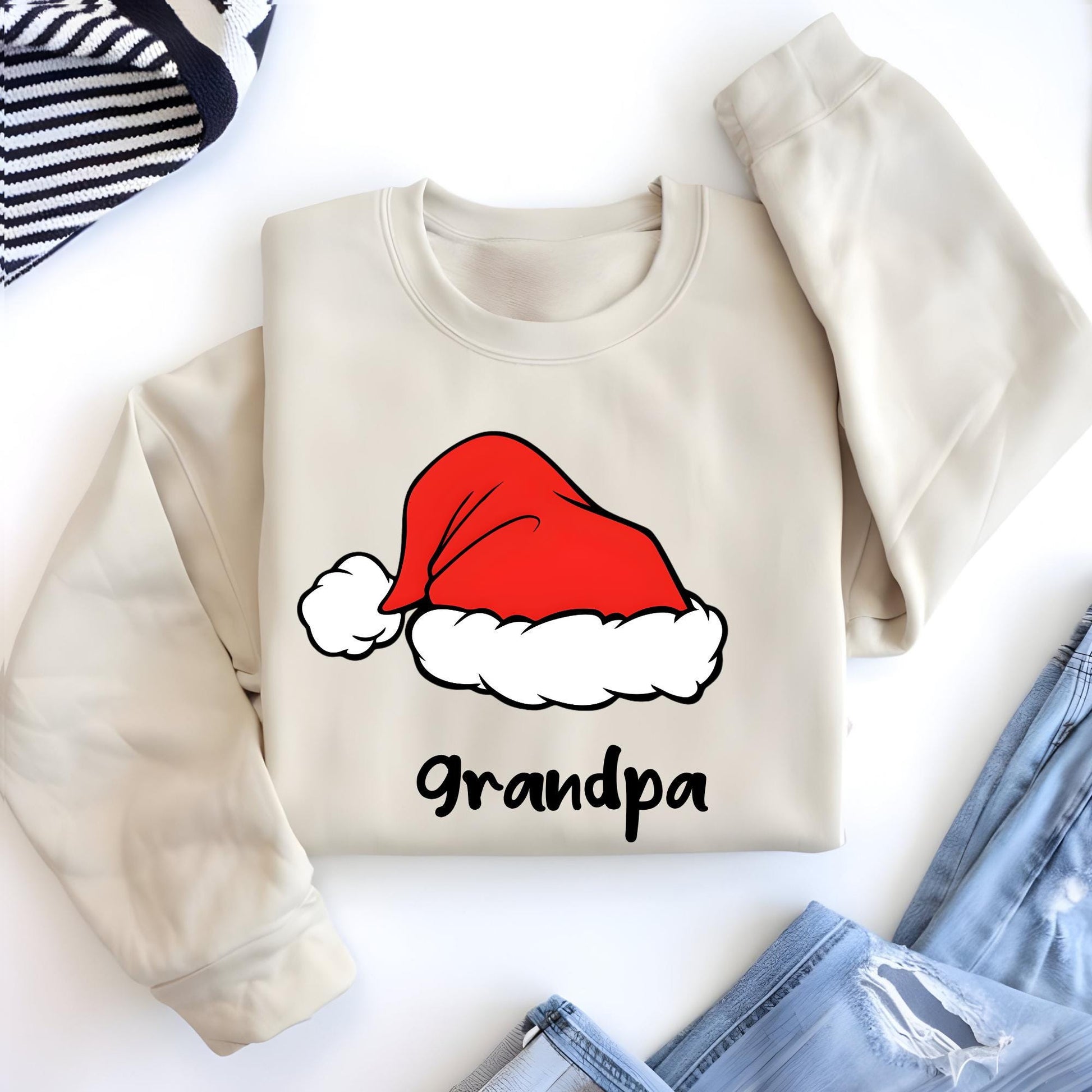 Personalized Santa Hat Sweatshirt, Custom Family Matching Hoodie, Christmas Gift