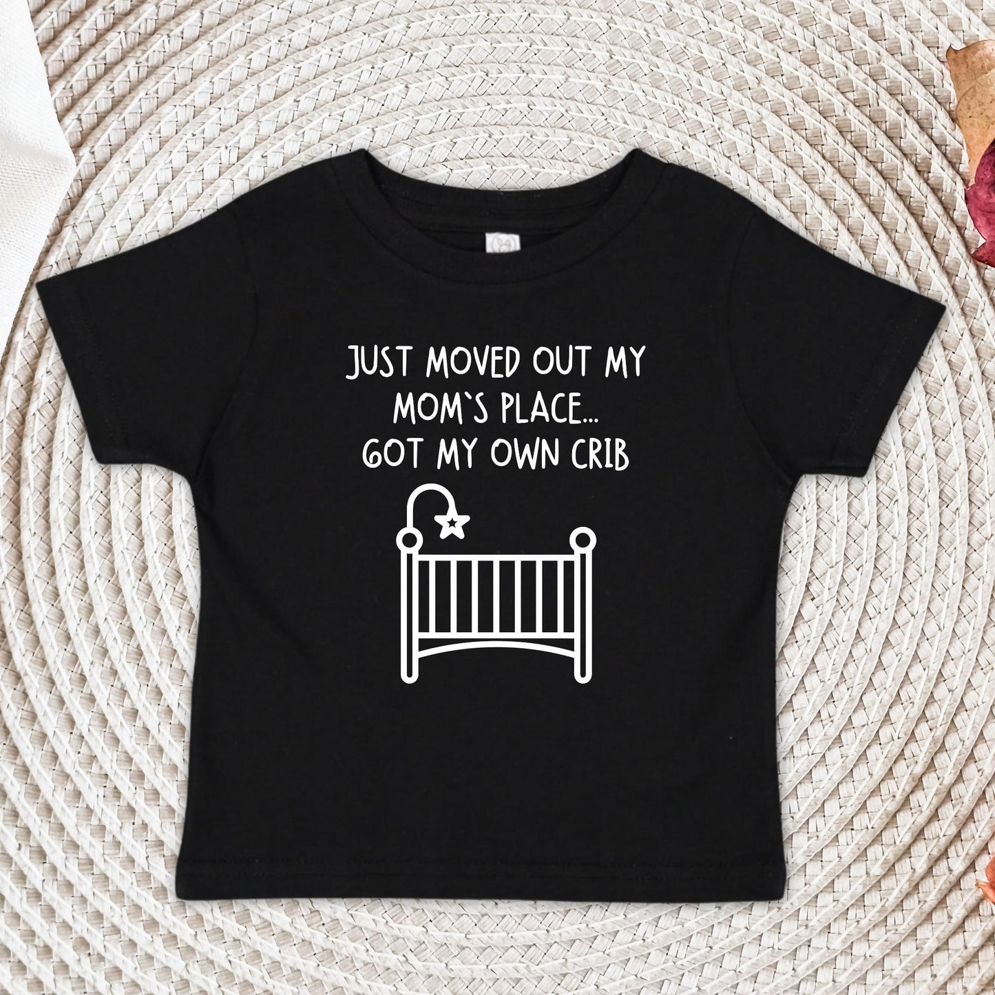 Just Moved Out My Mom's Place Baby Onesie®, Got my Own Crib Baby Bodysuit, Funny Baby Shower Gift, Newborn Gift for Mom