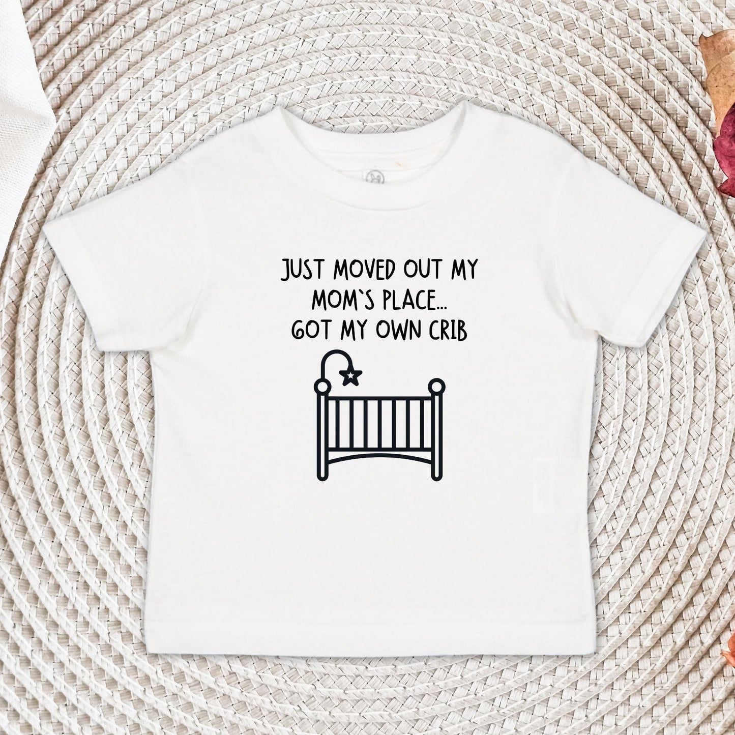 Just Moved Out My Mom's Place Baby Onesie®, Got my Own Crib Baby Bodysuit, Funny Baby Shower Gift, Newborn Gift for Mom