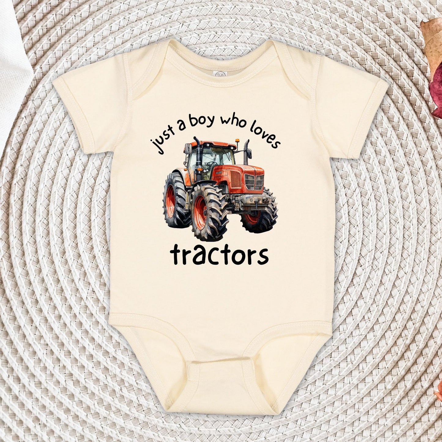 Just A Boy Who Loves Tractors Onesie®, Boys Tractor Shirt, Baby Shower Gift, Baby Announcement Bodysuit