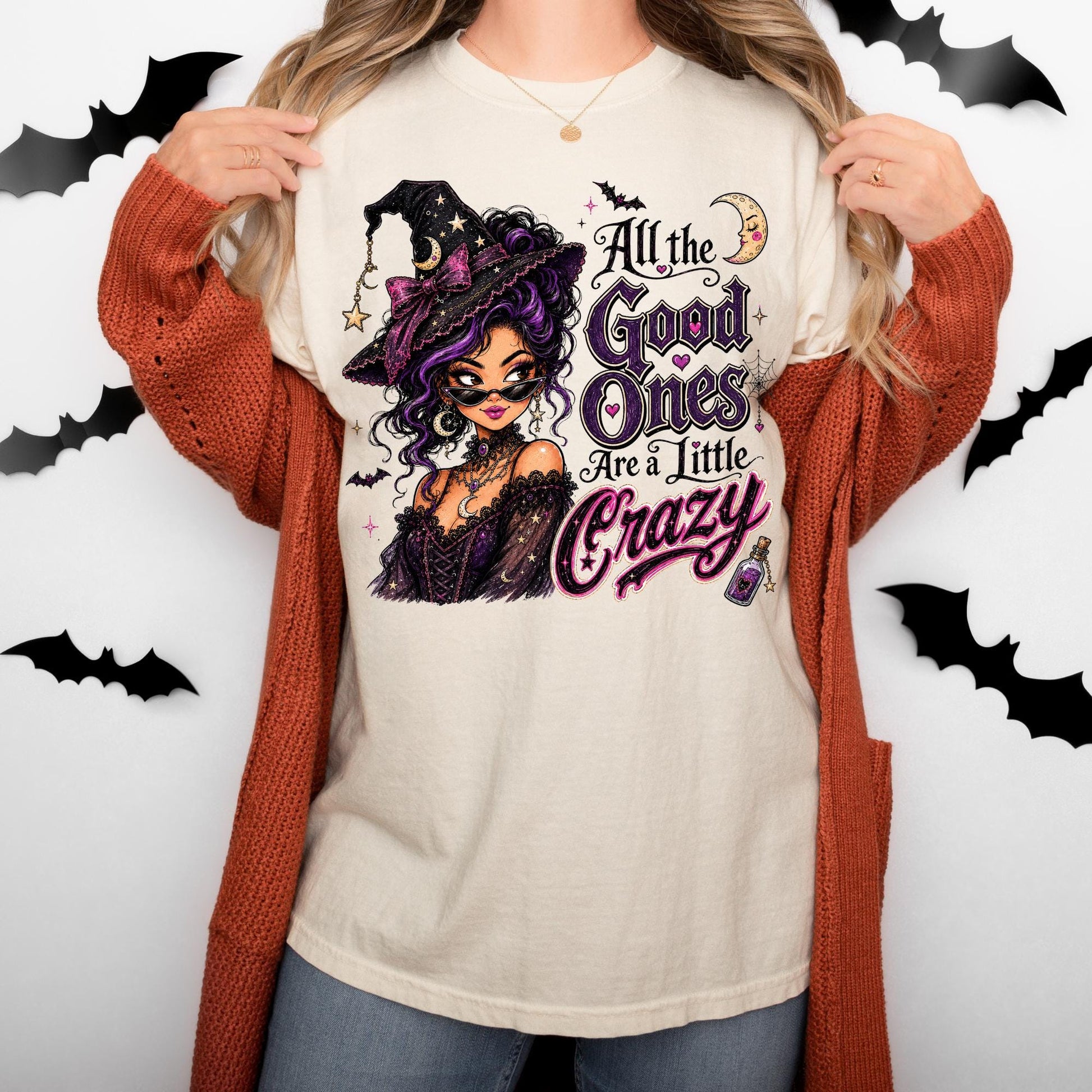 Comfort Colors All The good Ones Are A Little Crazy Shirt, Cute Witch Shirt for Women Halloween Gift
