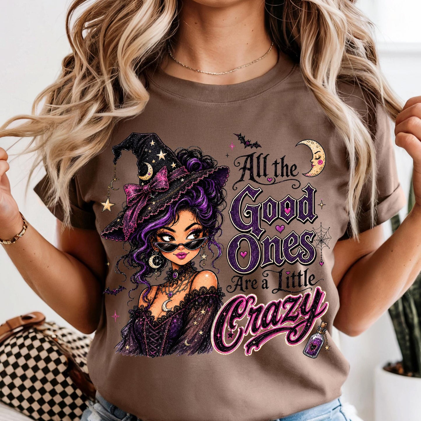 Comfort Colors All The good Ones Are A Little Crazy Shirt, Cute Witch Shirt for Women Halloween Gift
