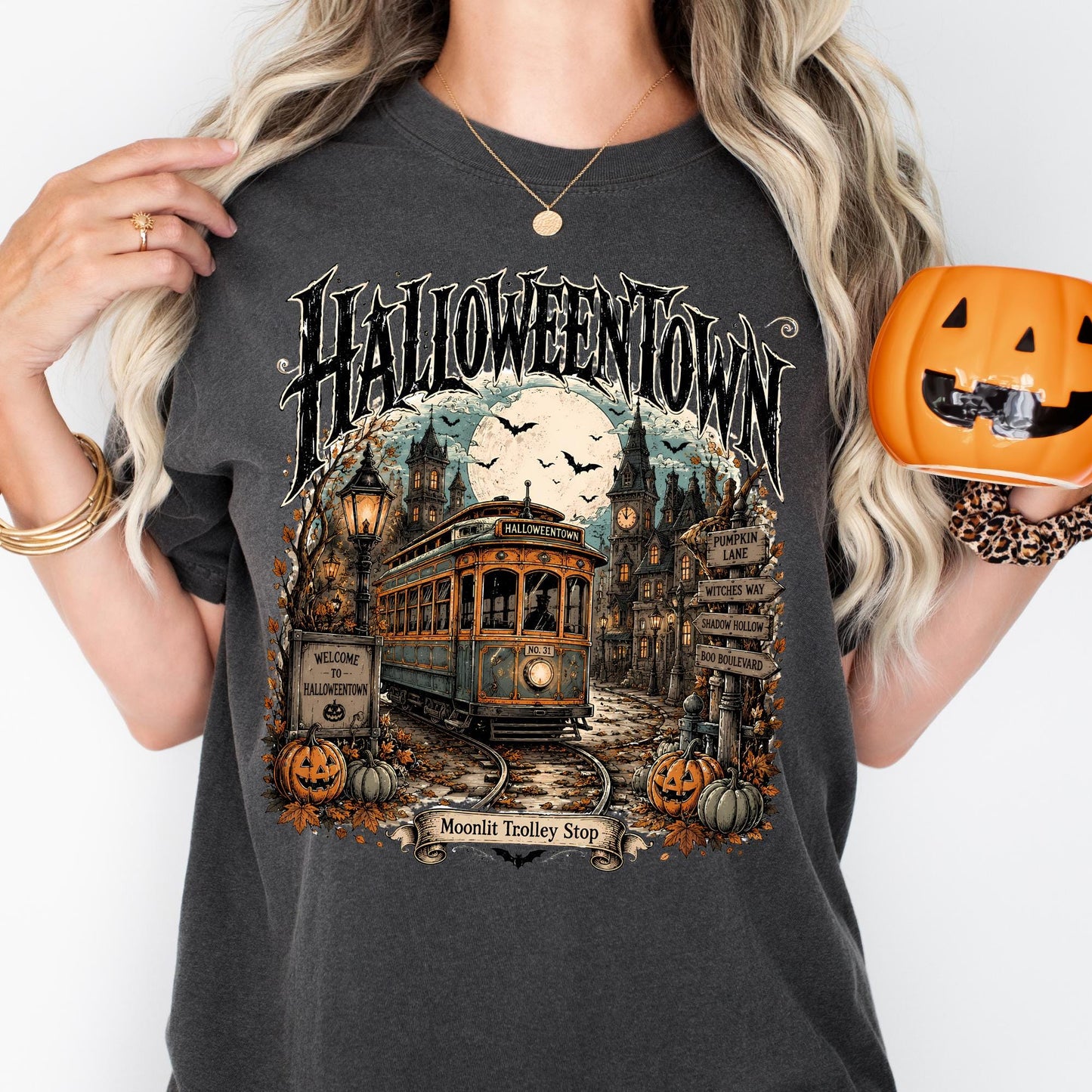 Comfort Colors Halloweentown Trolley Shirt Spooky Season Fall Tee Halloween Gift
