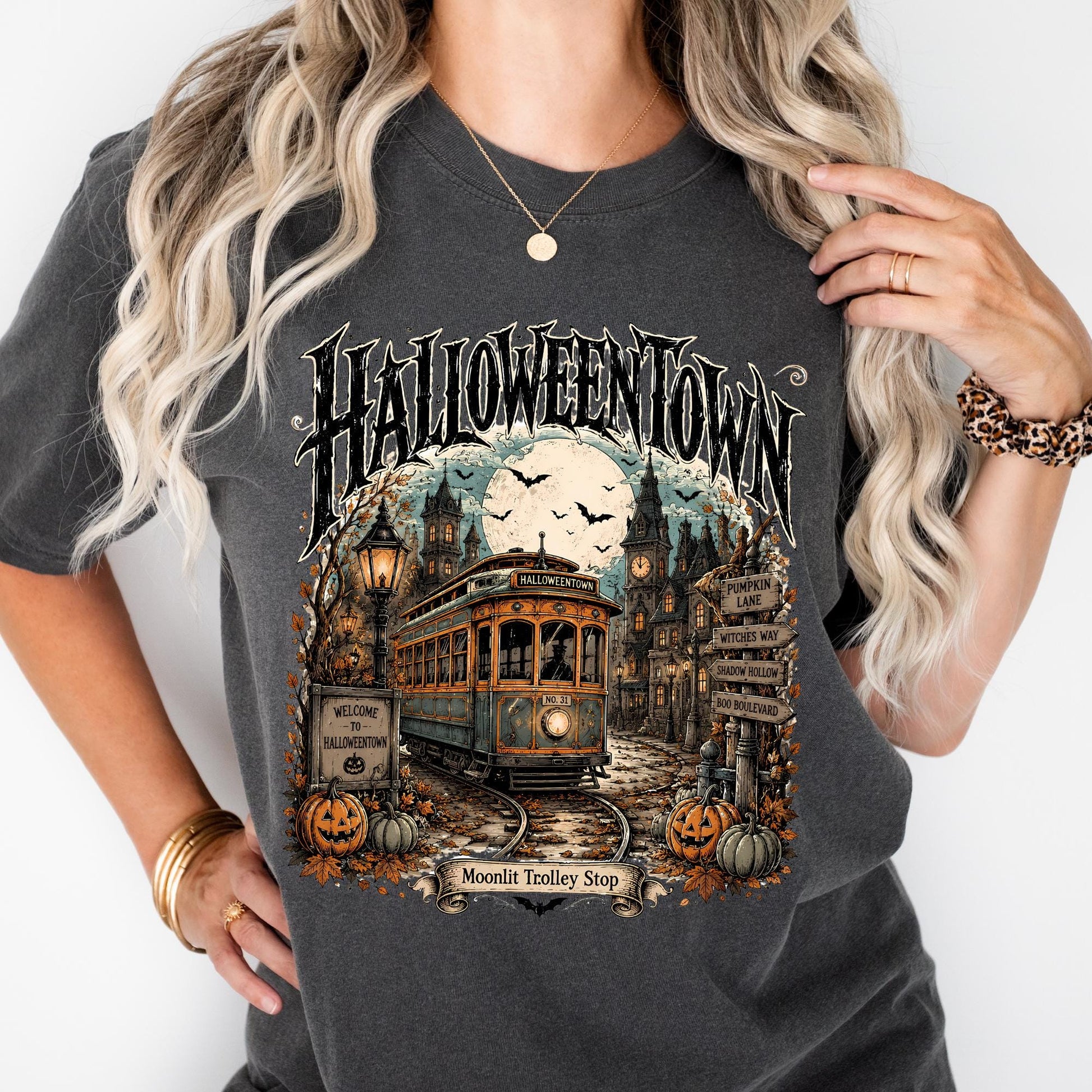Comfort Colors Halloweentown Trolley Shirt Spooky Season Fall Tee Halloween Gift