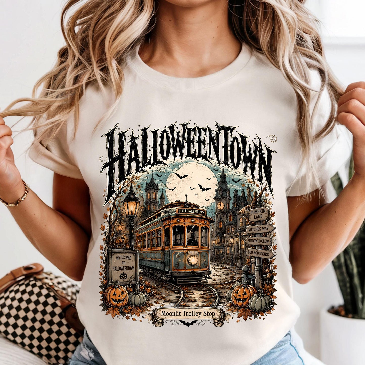 Comfort Colors Halloweentown Trolley Shirt Spooky Season Fall Tee Halloween Gift