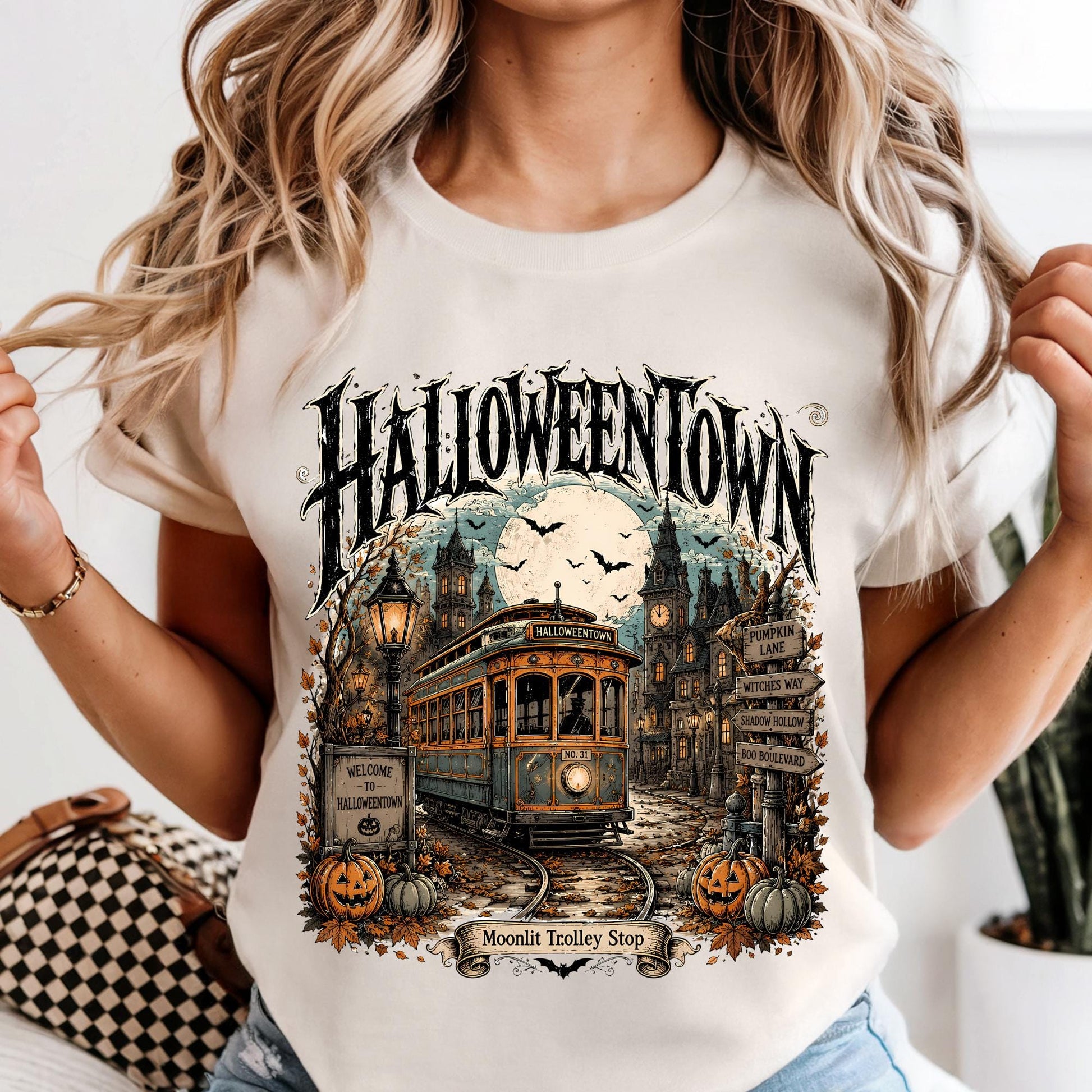 Comfort Colors Halloweentown Trolley Shirt Spooky Season Fall Tee Halloween Gift