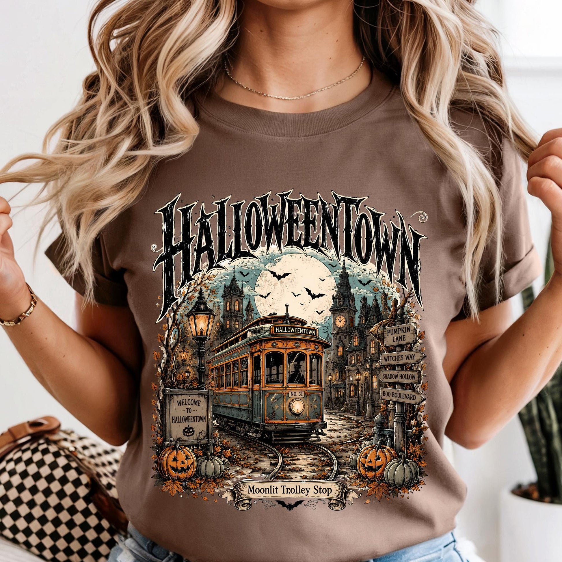 Comfort Colors Halloweentown Trolley Shirt Spooky Season Fall Tee Halloween Gift