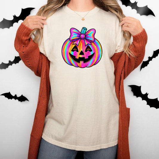 Comfort Colors Neon Halloween Pumpkin Shirt Spooky Season Fall Tee Halloween Gift