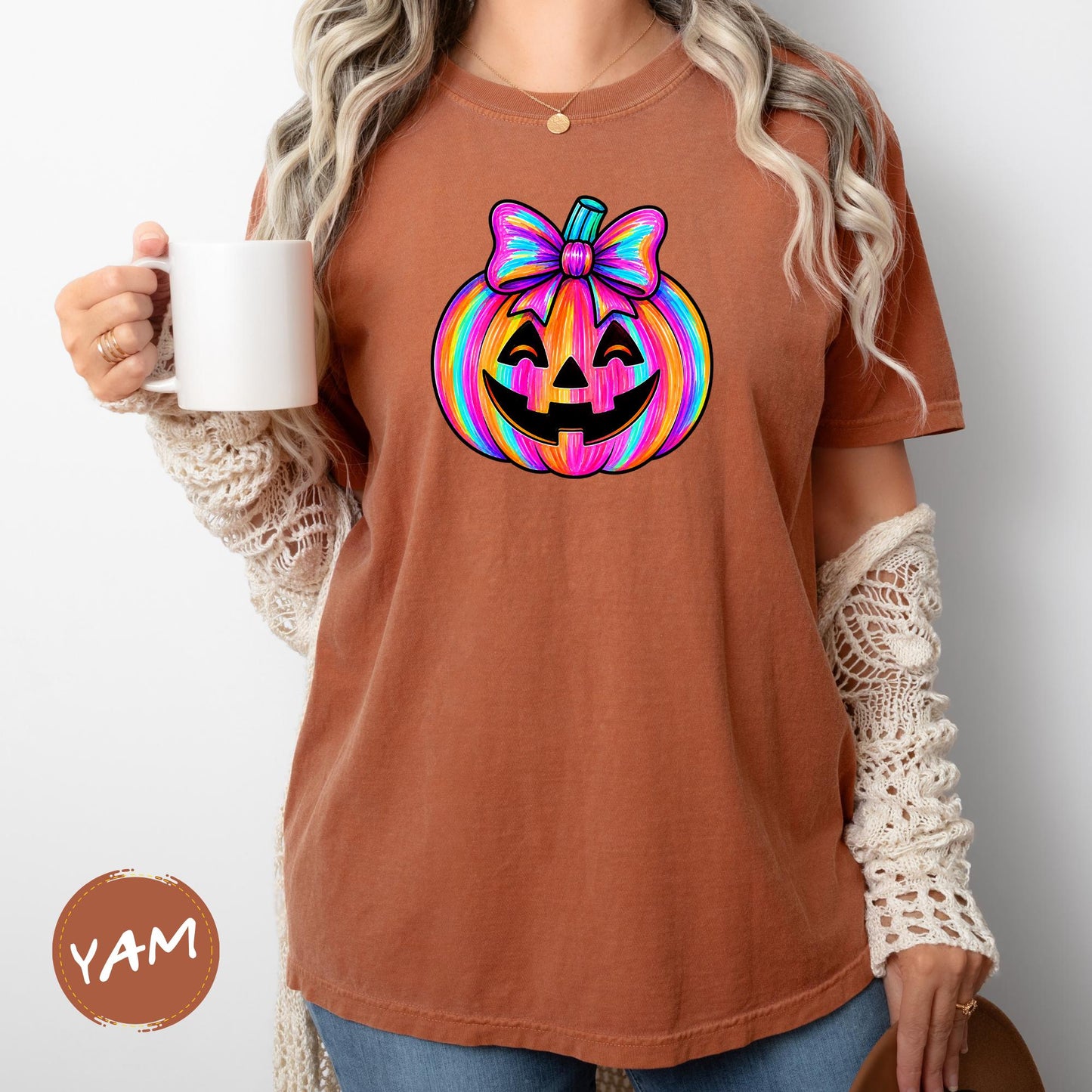 Comfort Colors Neon Halloween Pumpkin Shirt Spooky Season Fall Tee Halloween Gift