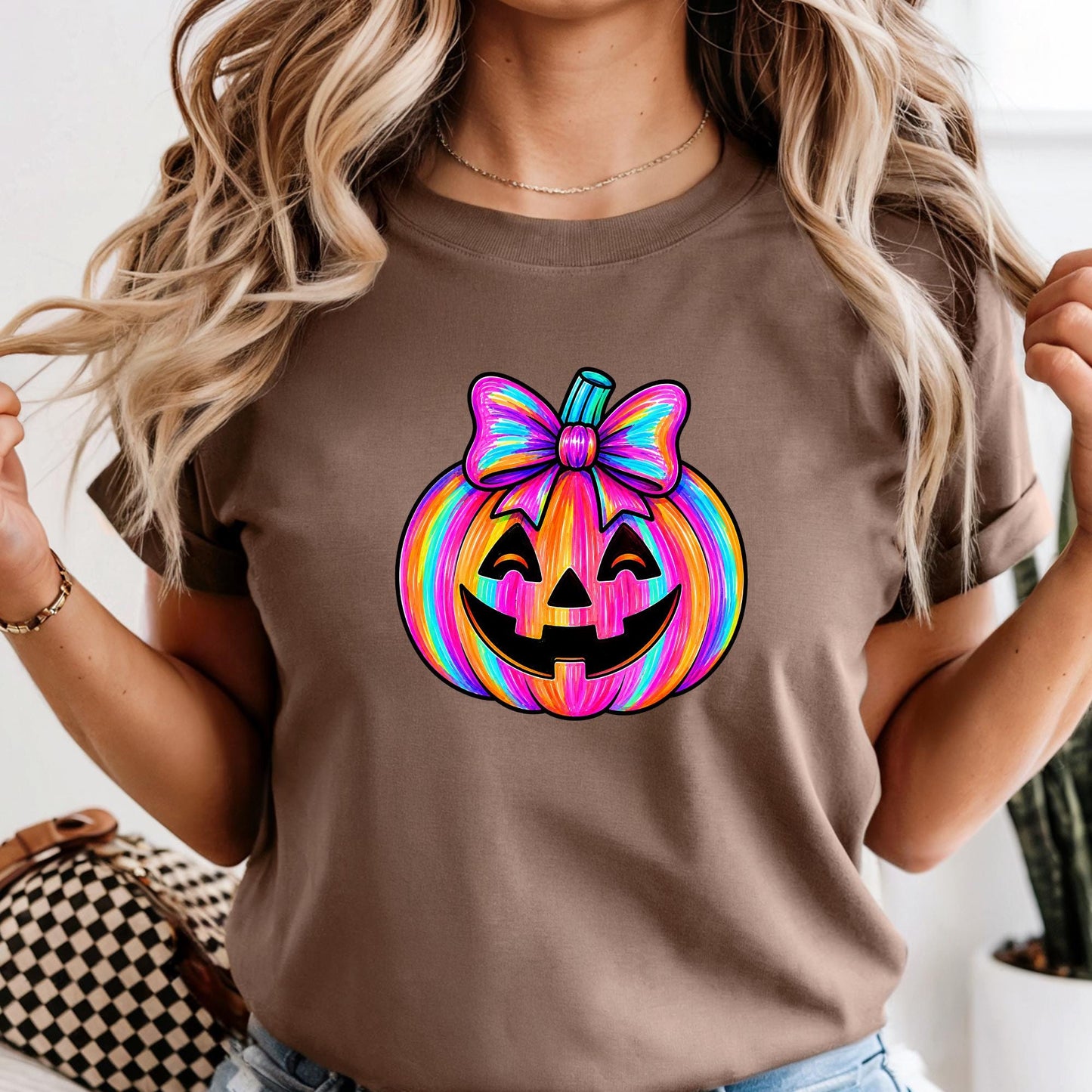 Comfort Colors Neon Halloween Pumpkin Shirt Spooky Season Fall Tee Halloween Gift