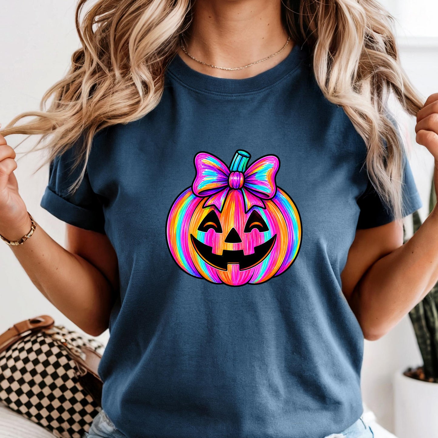 Comfort Colors Neon Halloween Pumpkin Shirt Spooky Season Fall Tee Halloween Gift