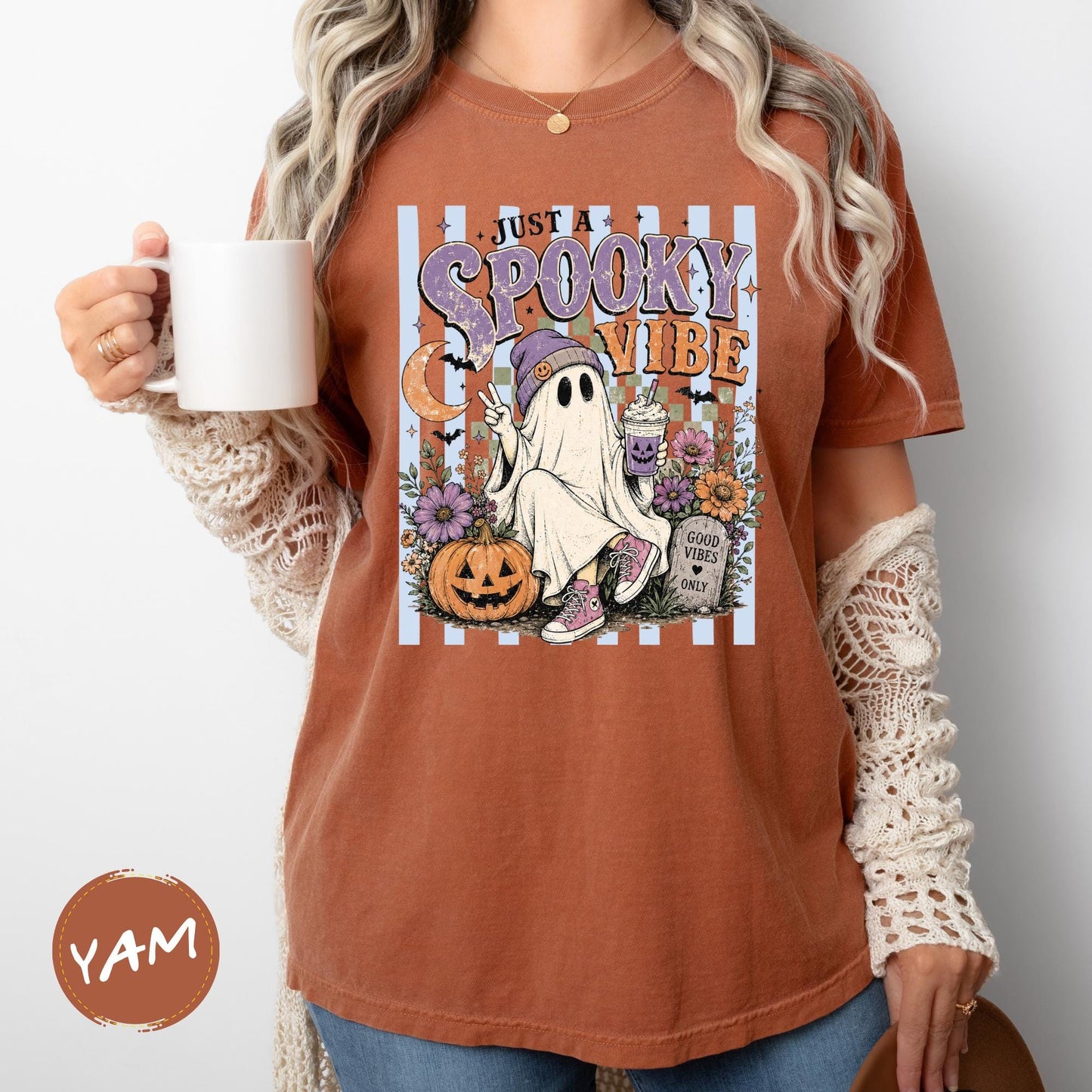 Comfort Colors® Just a Spooky Vibes Stripe Shirt, Halloween Gift