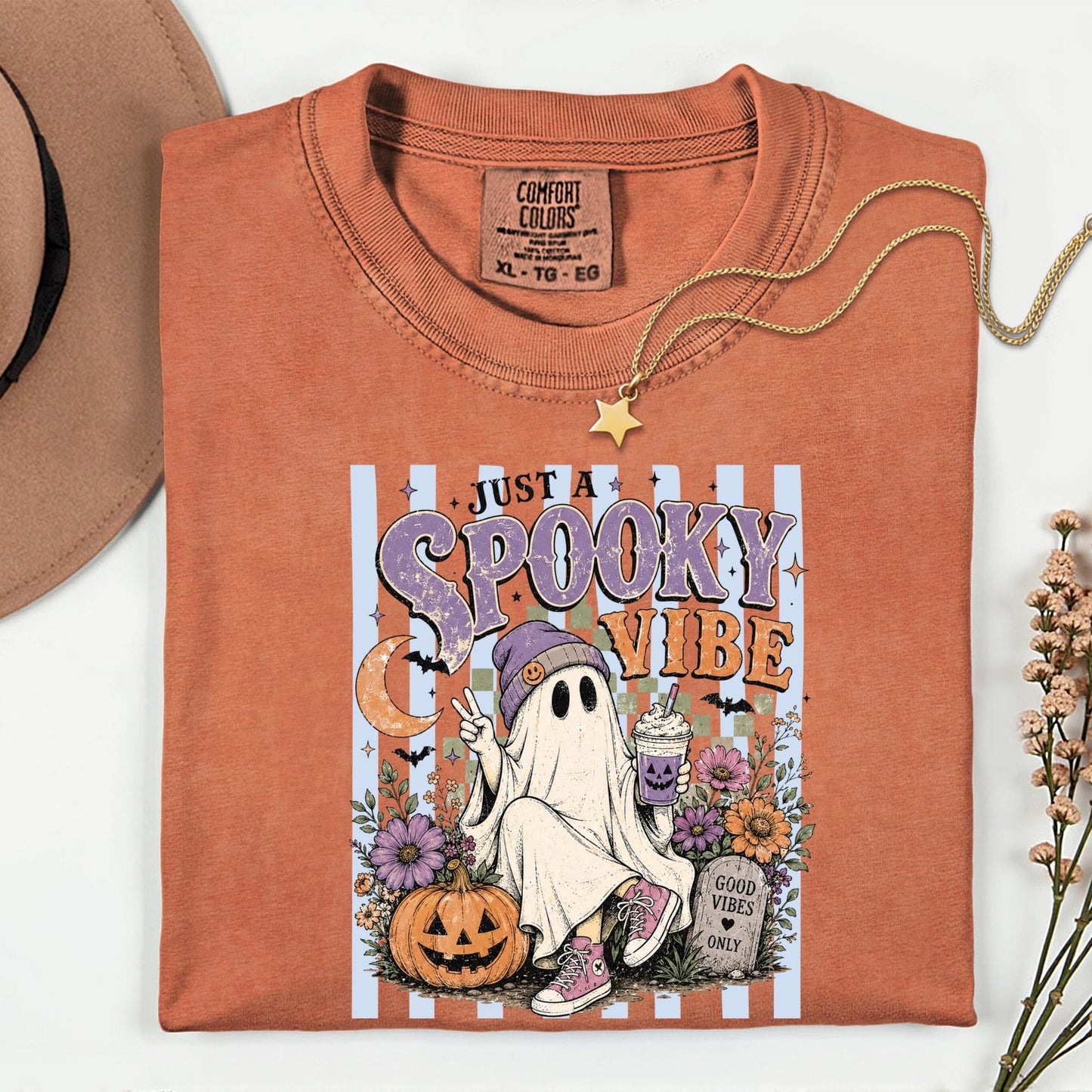 Comfort Colors® Just a Spooky Vibes Stripe Shirt, Halloween Gift