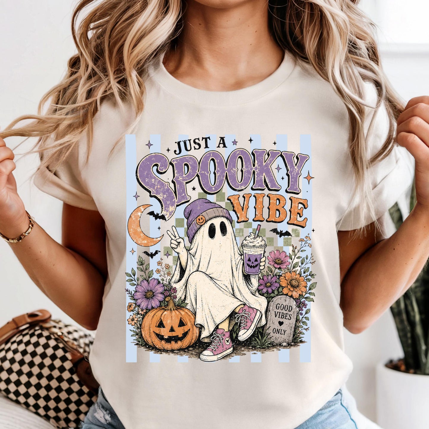 Comfort Colors® Just a Spooky Vibes Stripe Shirt, Halloween Gift