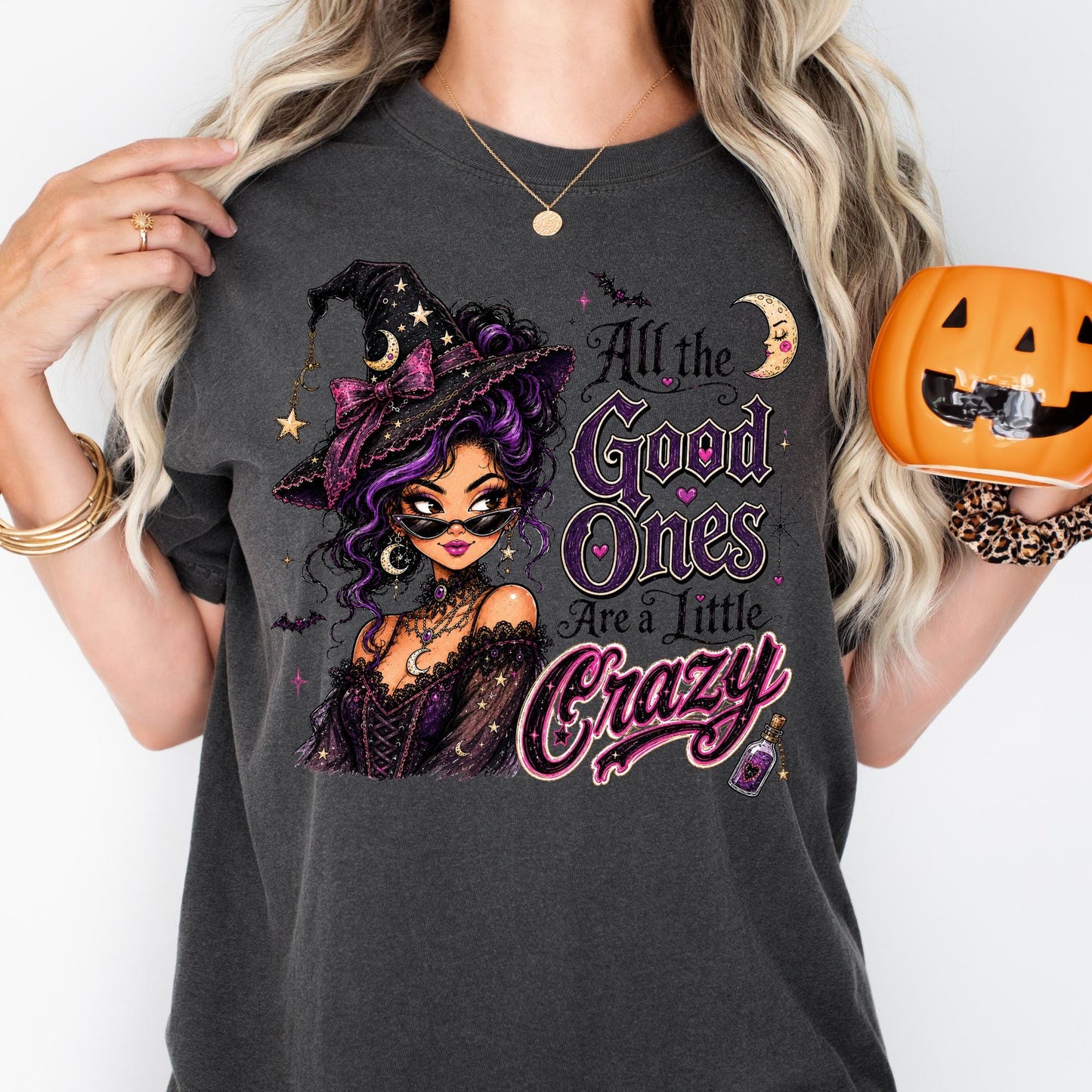 Comfort Colors All The good Ones Are A Little Crazy Shirt, Cute Witch Shirt for Women Halloween Gift