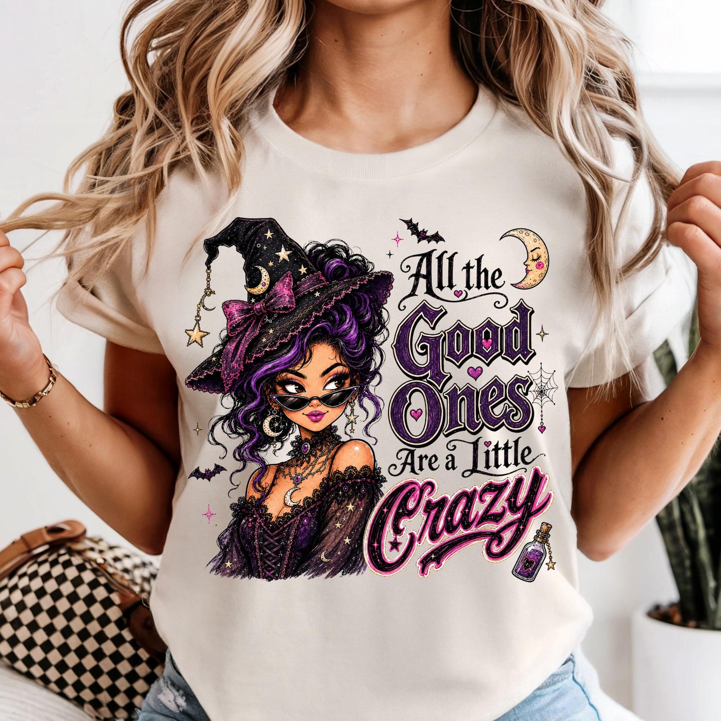 Comfort Colors All The good Ones Are A Little Crazy Shirt, Cute Witch Shirt for Women Halloween Gift
