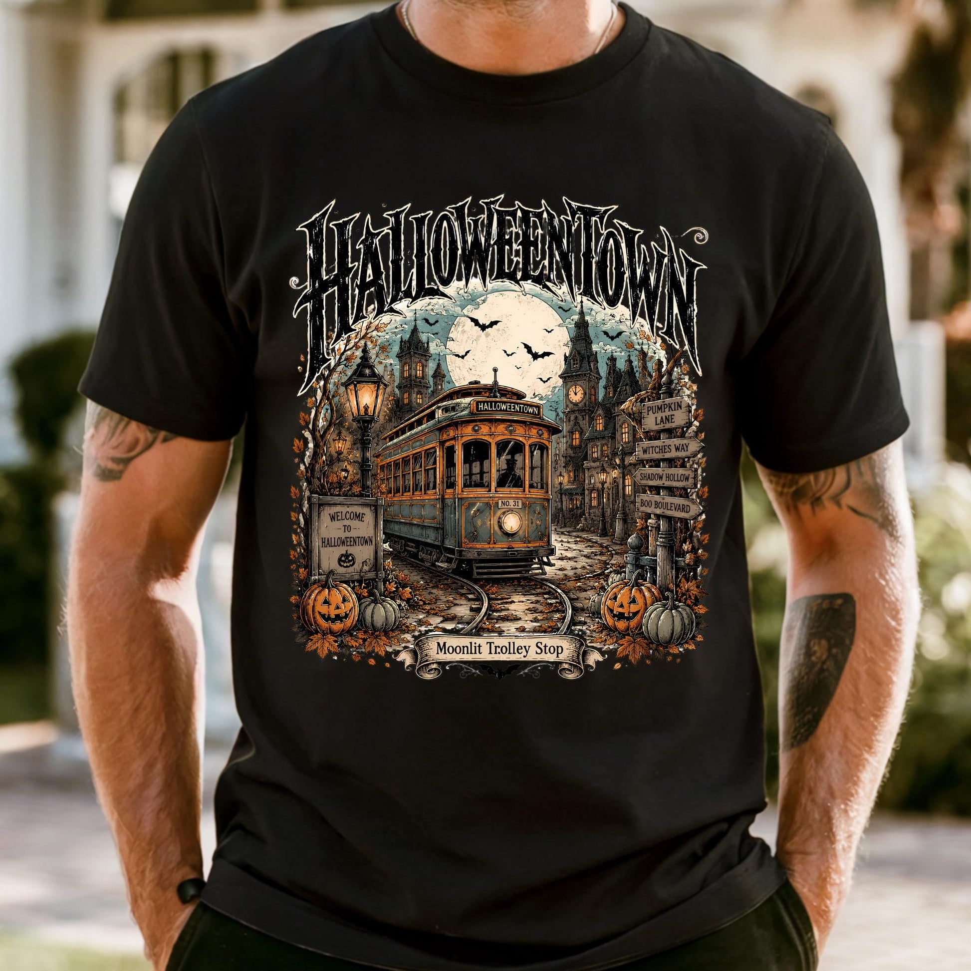 Comfort Colors Halloweentown Trolley Shirt Spooky Season Fall Tee Halloween Gift