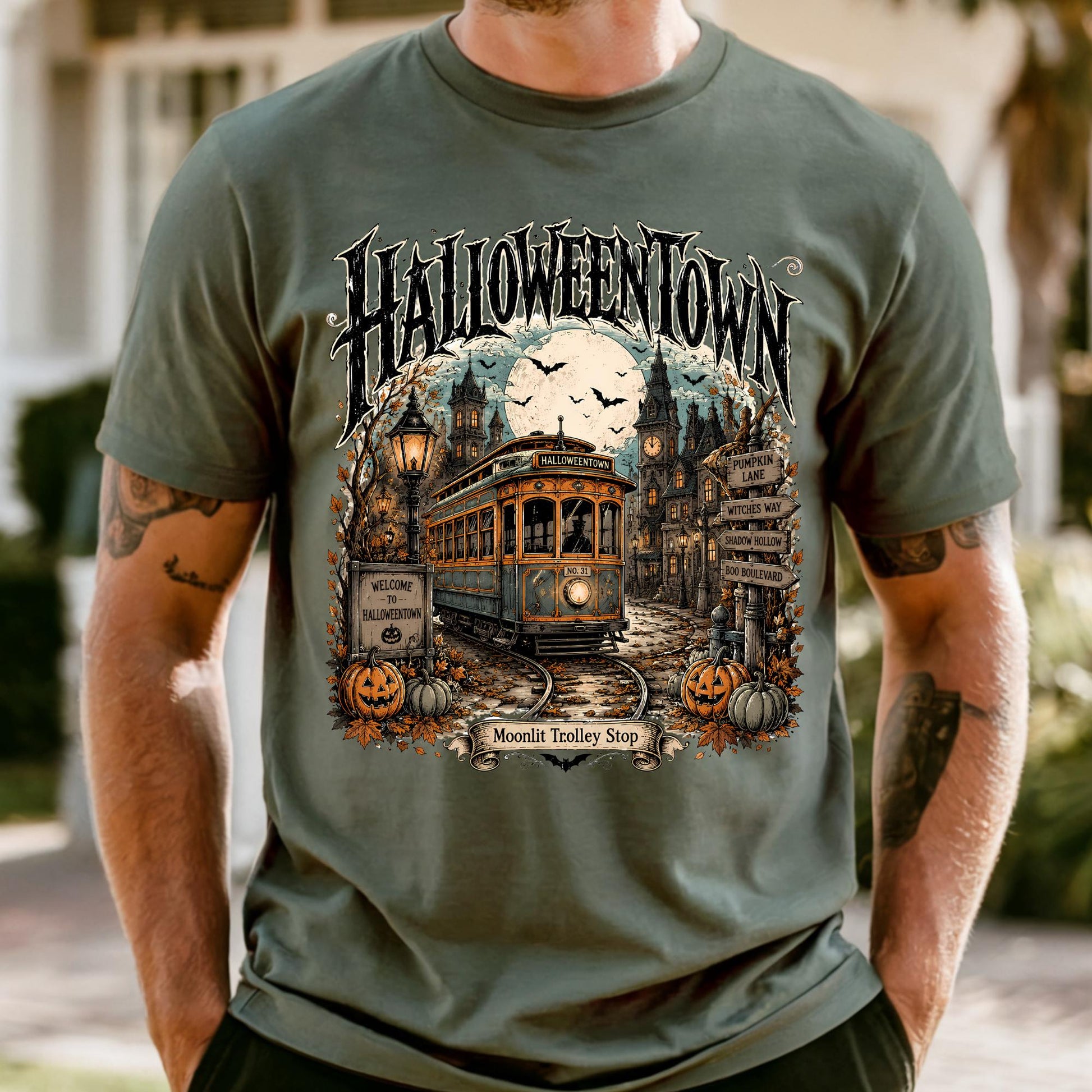 Comfort Colors Halloweentown Trolley Shirt Spooky Season Fall Tee Halloween Gift