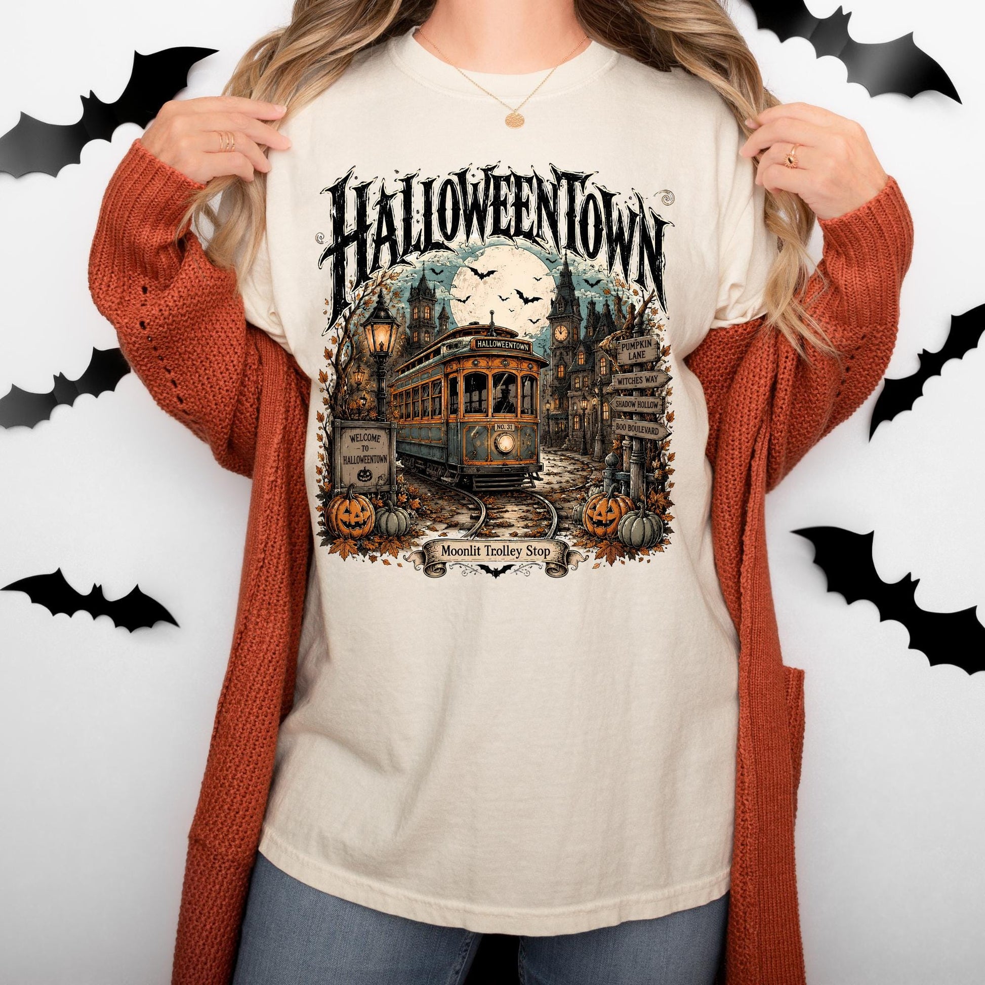 Comfort Colors Halloweentown Trolley Shirt Spooky Season Fall Tee Halloween Gift