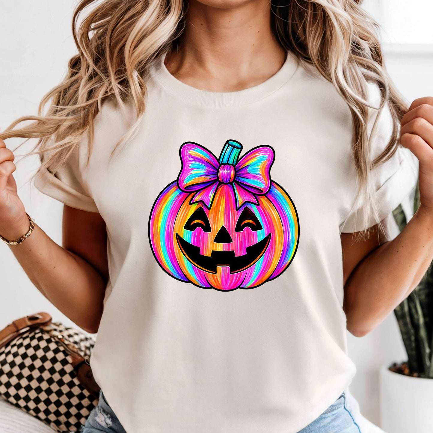 Comfort Colors Neon Halloween Pumpkin Shirt Spooky Season Fall Tee Halloween Gift