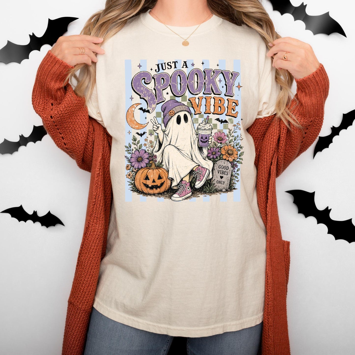 Comfort Colors® Just a Spooky Vibes Stripe Shirt, Halloween Gift