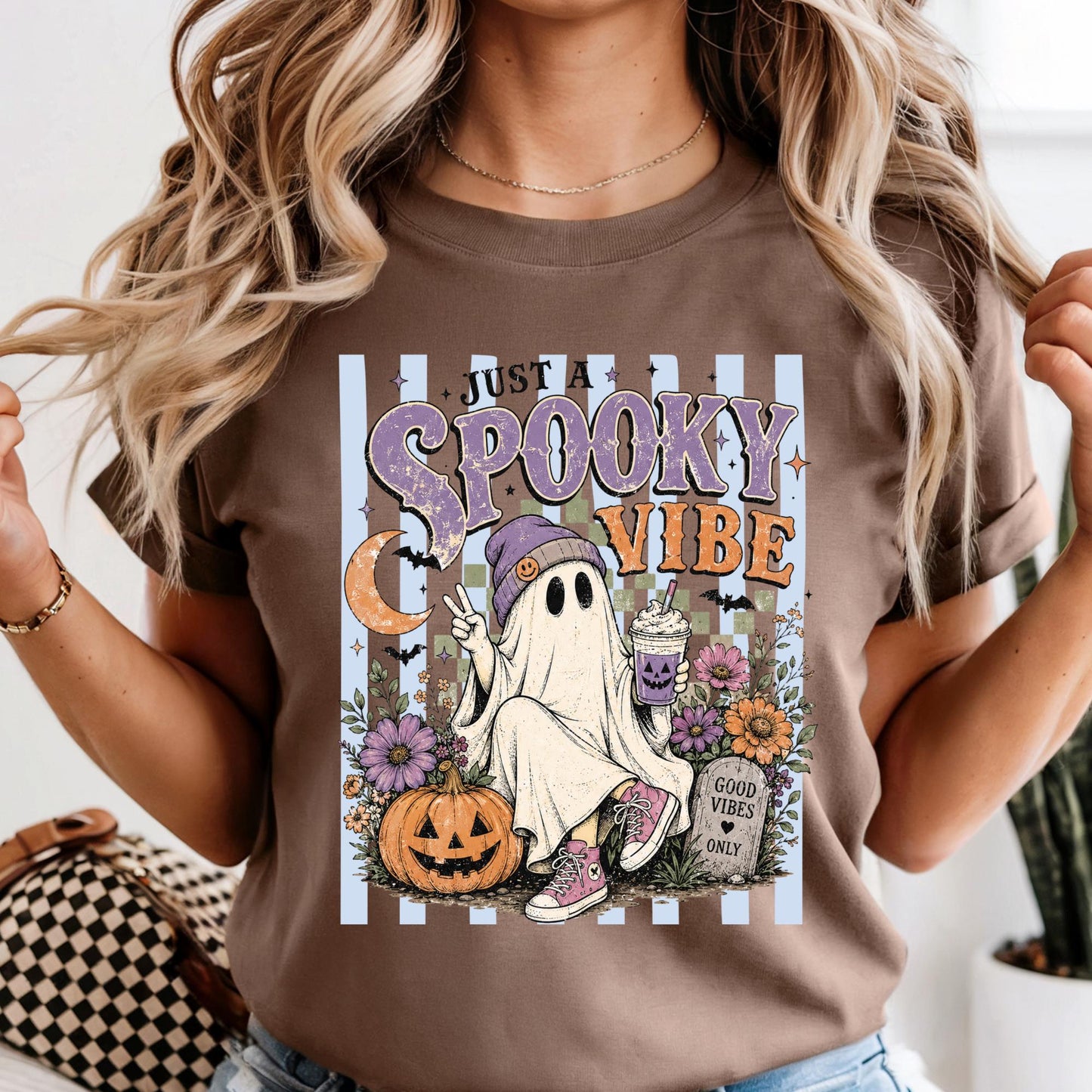 Comfort Colors® Just a Spooky Vibes Stripe Shirt, Halloween Gift