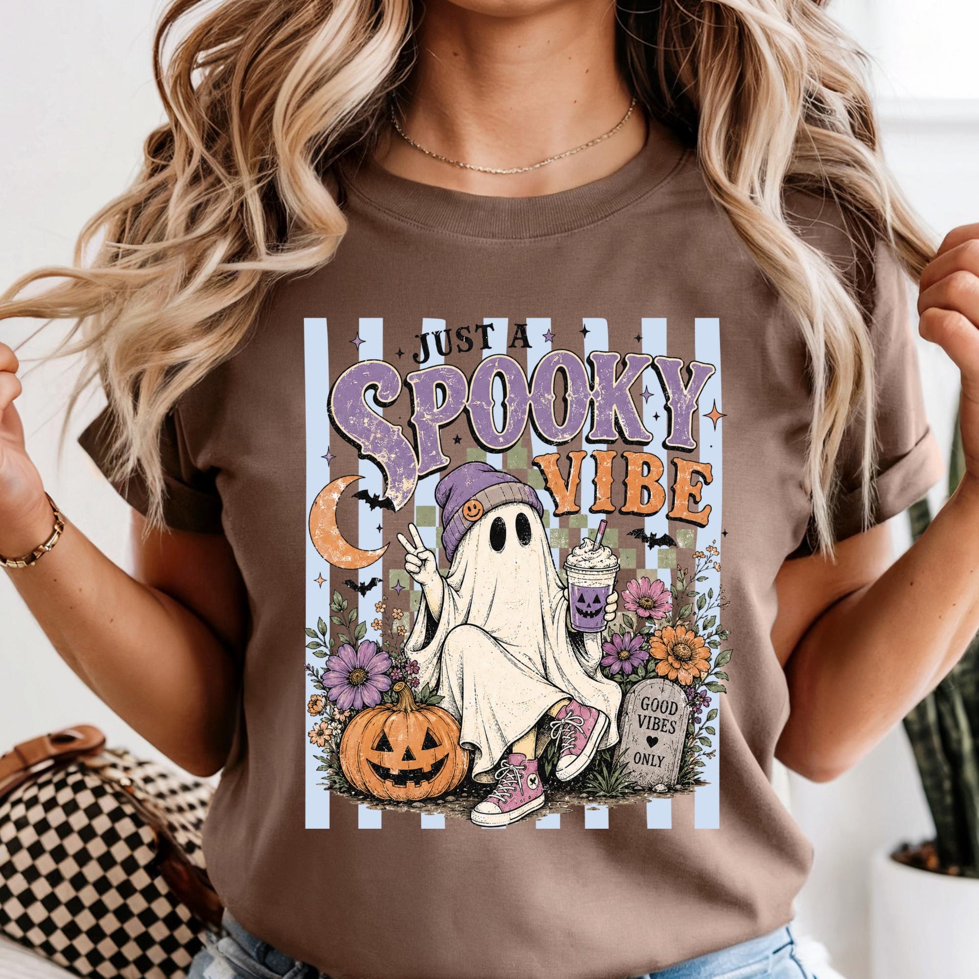 Comfort Colors® Just a Spooky Vibes Stripe Shirt, Halloween Gift