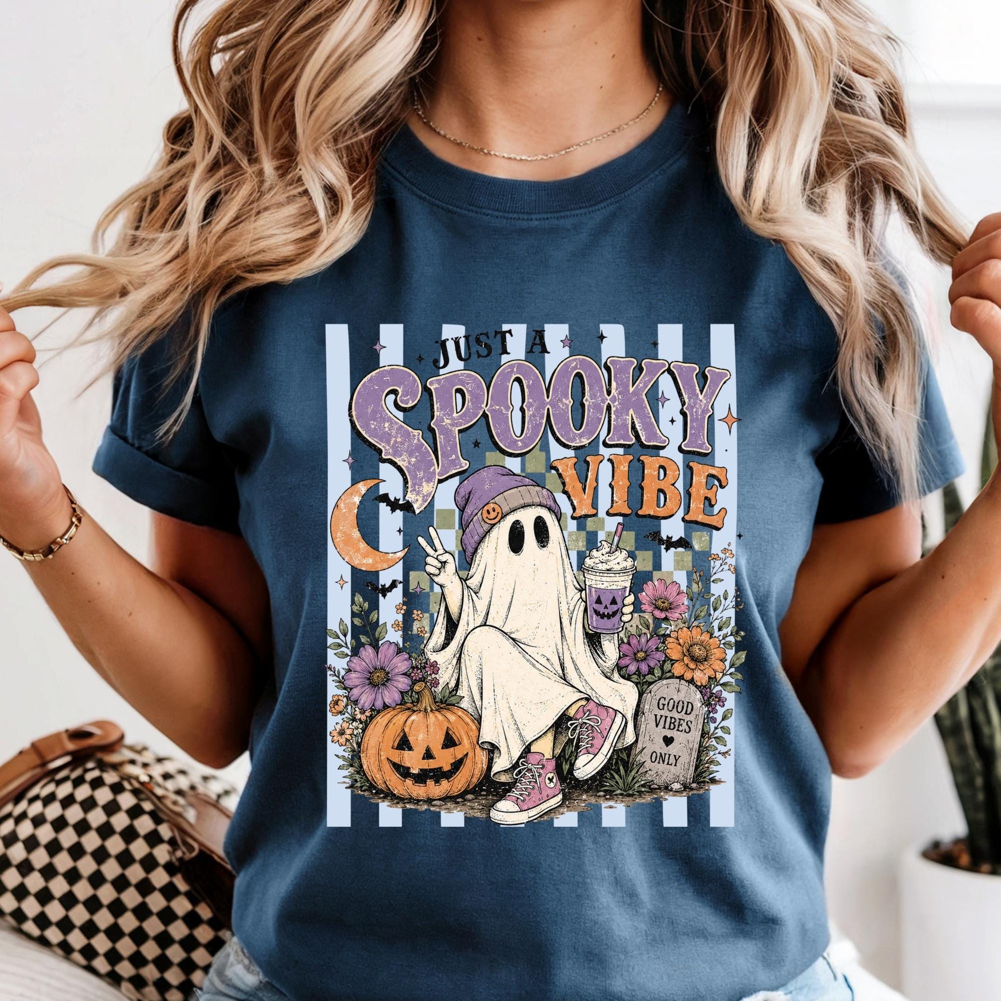 Comfort Colors® Just a Spooky Vibes Stripe Shirt, Halloween Gift